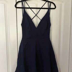 Lulu's Navy Blue A-Line Cocktail Dress
